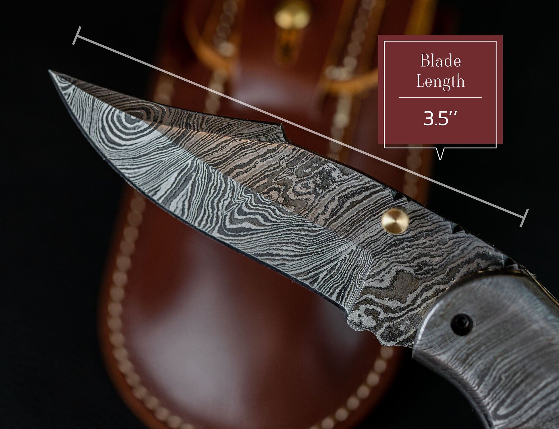 7.5'' Hand Forged Black Bone Handle Damascus Folding Knife, Damascus Pocket Knife, Damascus Steel Hunting knife, Hand Forged Damascus Knife