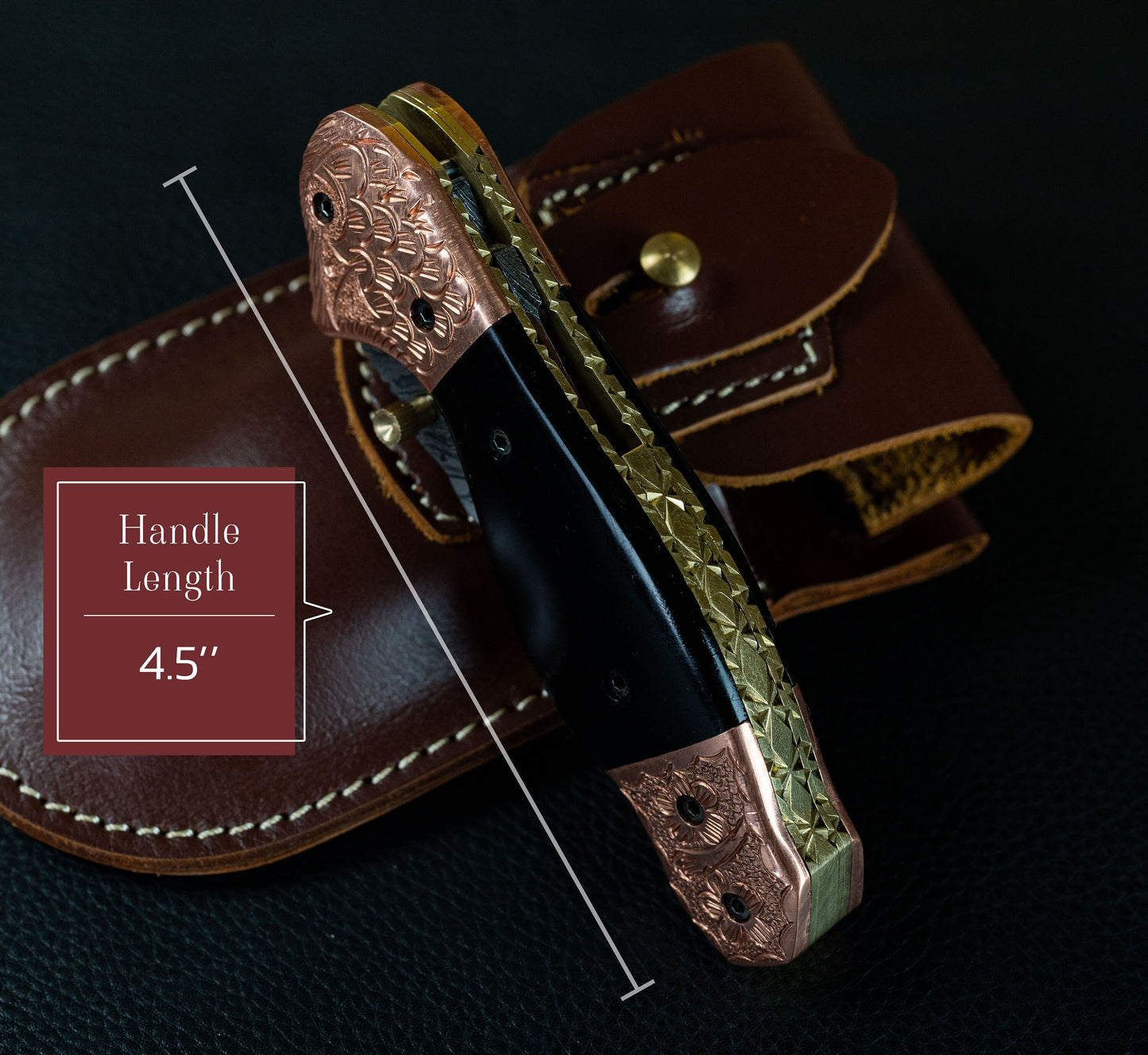 7.5" Hand Forged Damascus Folding Knife,Hand Made Damascus Pocket Knife, Damascus Steel Hunting knife, Black Horn Handle Damascus Fold Knife