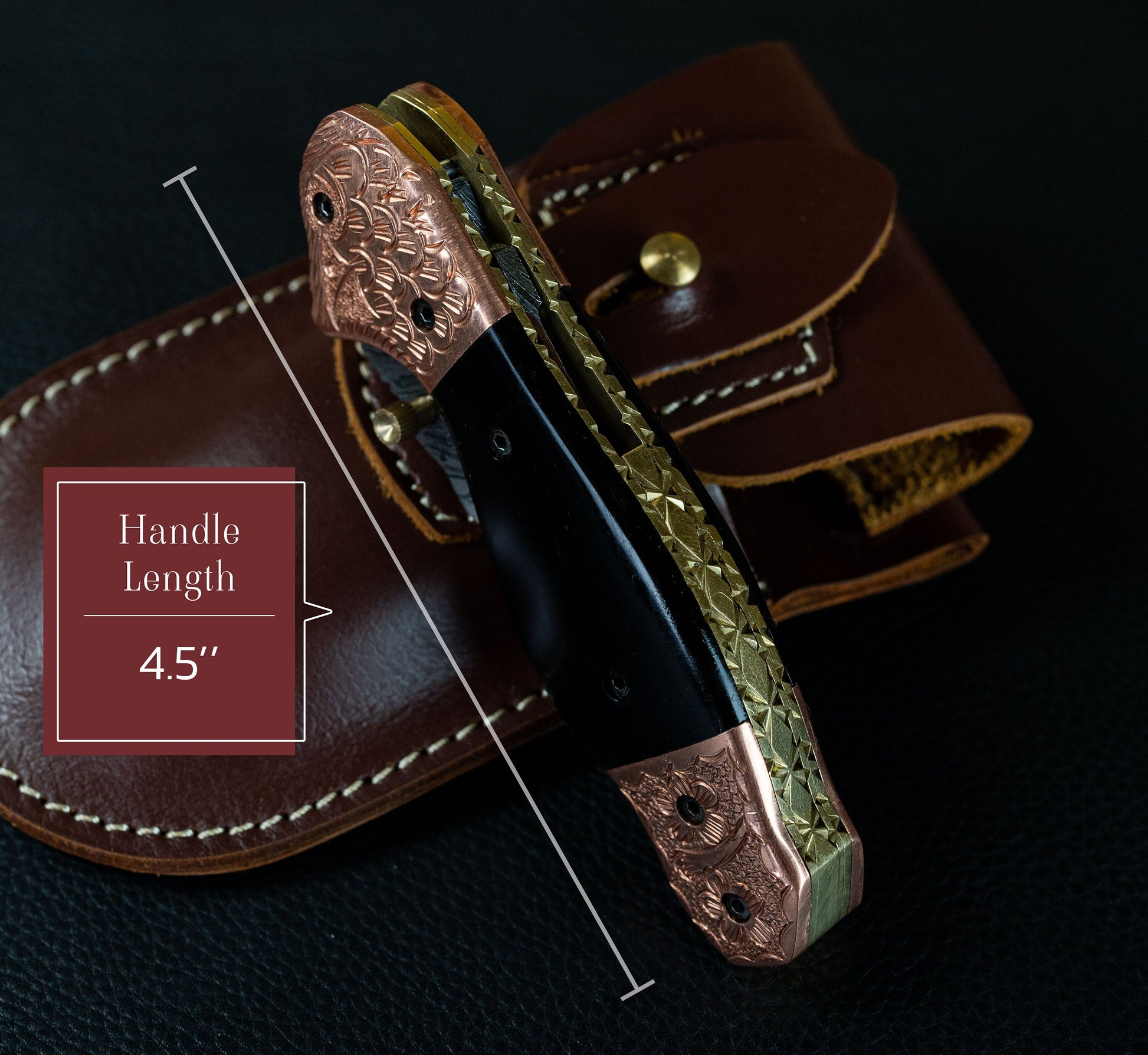 7.5" Hand Forged Damascus Folding Knife,Hand Made Damascus Pocket Knife, Damascus Steel Hunting knife, Black Horn Handle Damascus Fold Knife