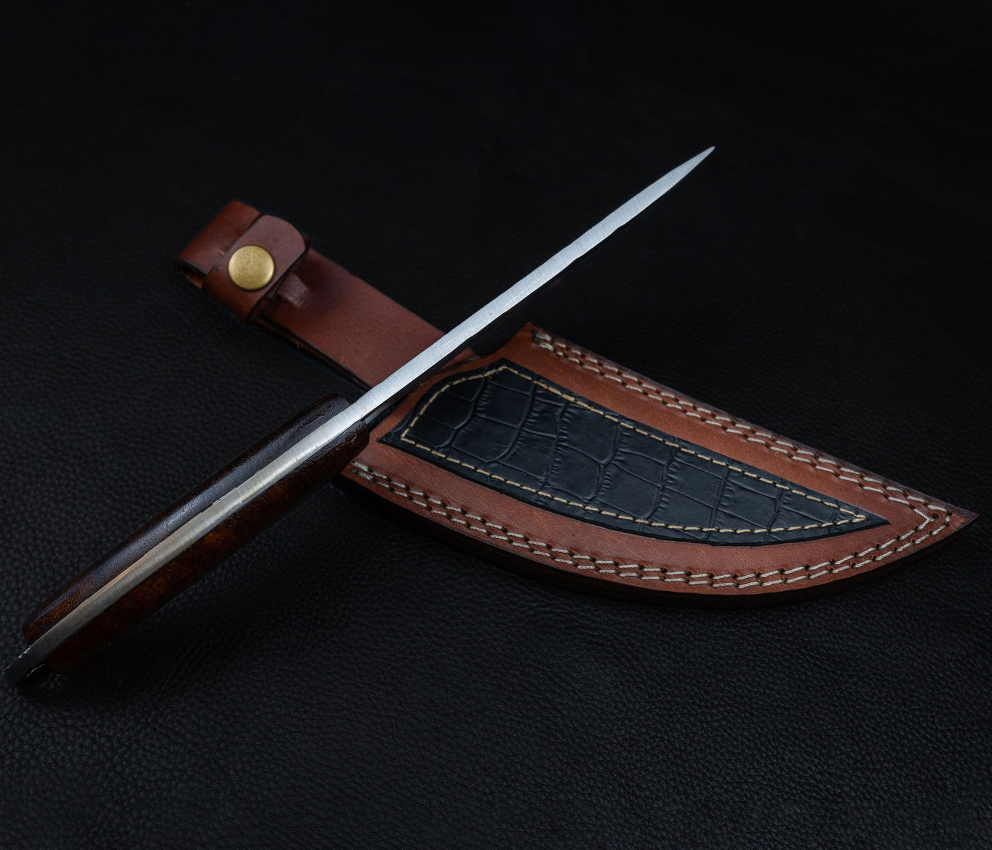 Handmade Japanese Damascus Chief knife Rose Wood Handle, Hand forged Damascus knife Non slip Walnut, Kitchen Skinner Knife, Gift for Dad