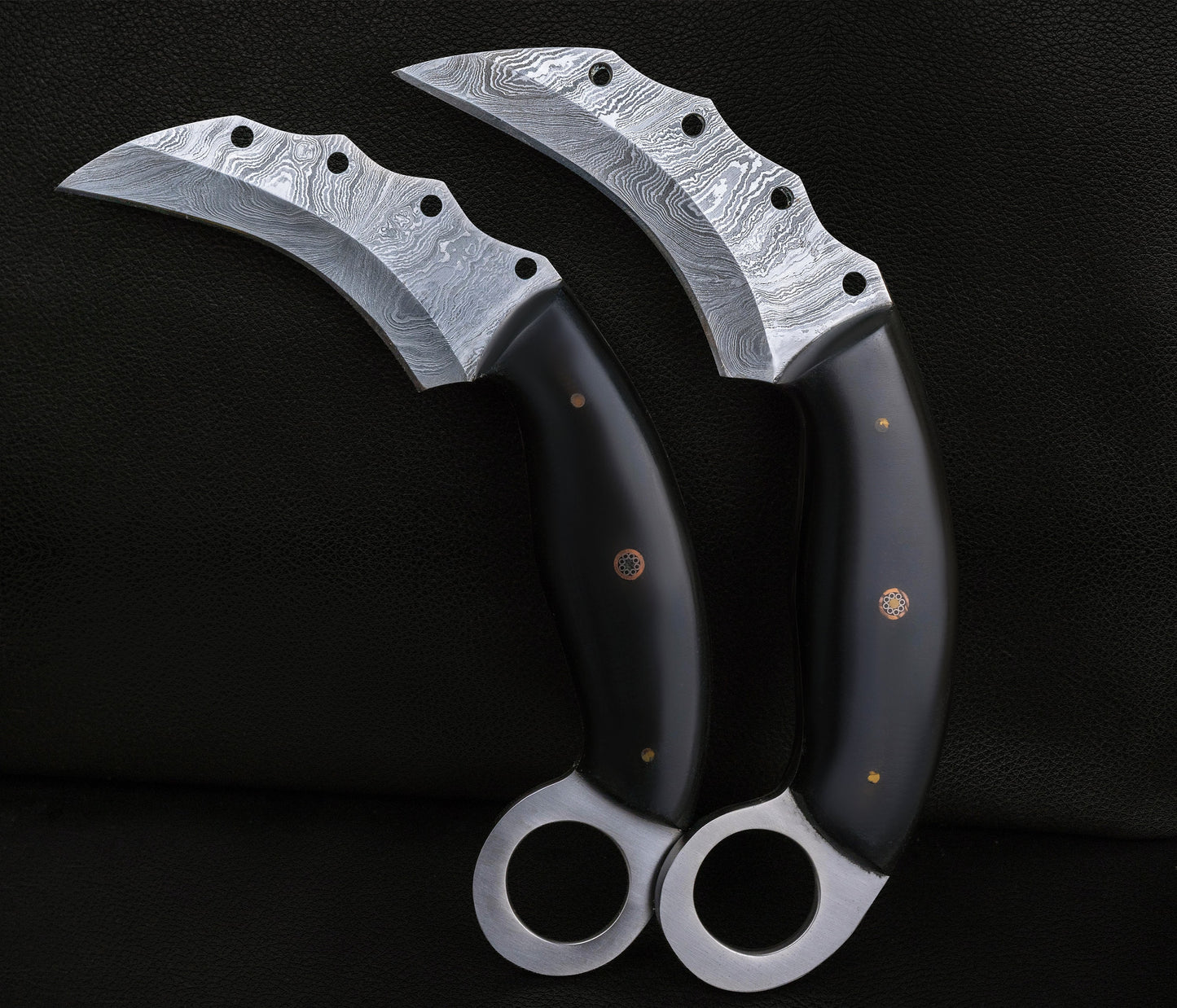 Handmade  Black Japanese Karambit Damascus Chief knife Rose Wood Handle, Hand forged Damascus knife Non slip Bone, Kitchen Skinner Knife