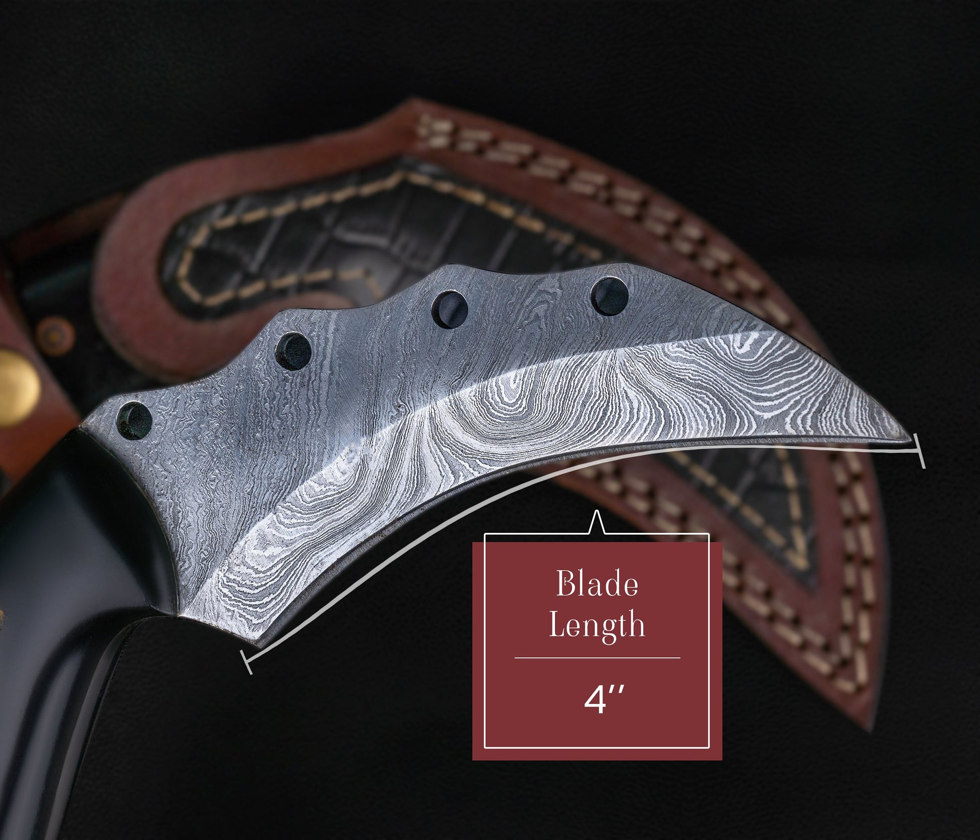 Handmade  Black Japanese Karambit Damascus Chief knife Rose Wood Handle, Hand forged Damascus knife Non slip Bone, Kitchen Skinner Knife