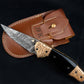 7.5" Hand Forged Damascus Folding Knife,Hand Made Damascus Pocket Knife, Damascus Steel Hunting knife, Black Horn Handle Damascus Fold Knife