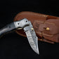 7.5'' Hand Forged Black Bone Handle Damascus Folding Knife, Damascus Pocket Knife, Damascus Steel Hunting knife, Hand Forged Damascus Knife