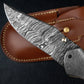 Hand Forged Rose Wood Handle Damascus Folding Knife, Damascus Pocket Knife, Damascus Steel Hunting knife, Hand Forged Knife Gift for Dad