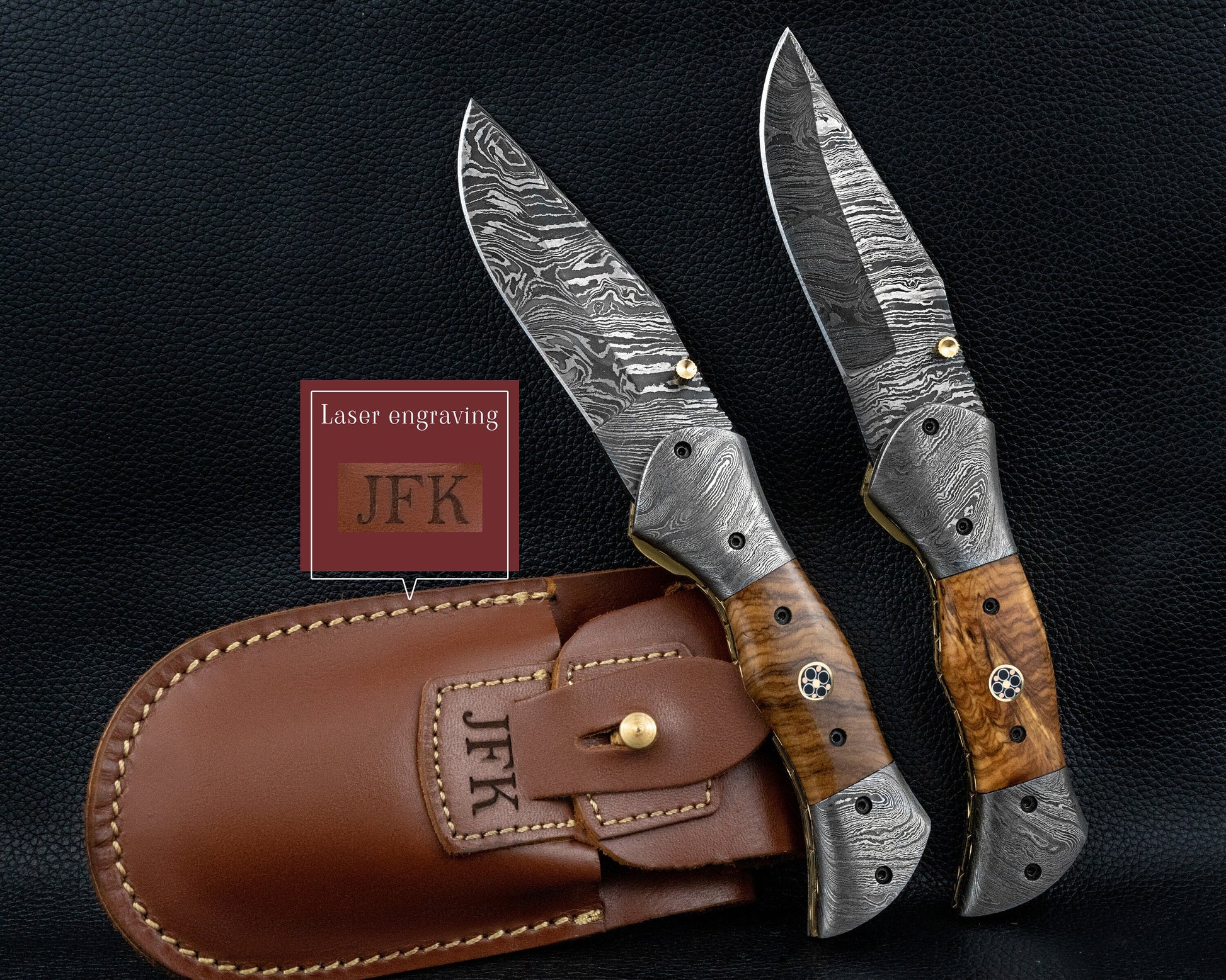 Hand Forged Rose Wood Handle Damascus Folding Knife, Damascus Pocket Knife, Damascus Steel Hunting knife, Hand Forged Knife Gift for Dad