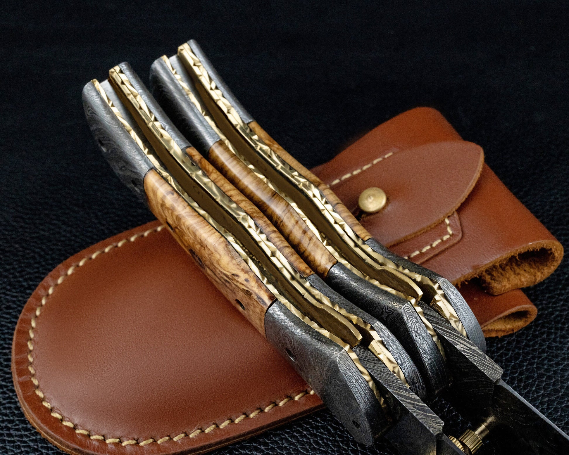 Hand Forged Rose Wood Handle Damascus Folding Knife, Damascus Pocket Knife, Damascus Steel Hunting knife, Hand Forged Knife Gift for Dad