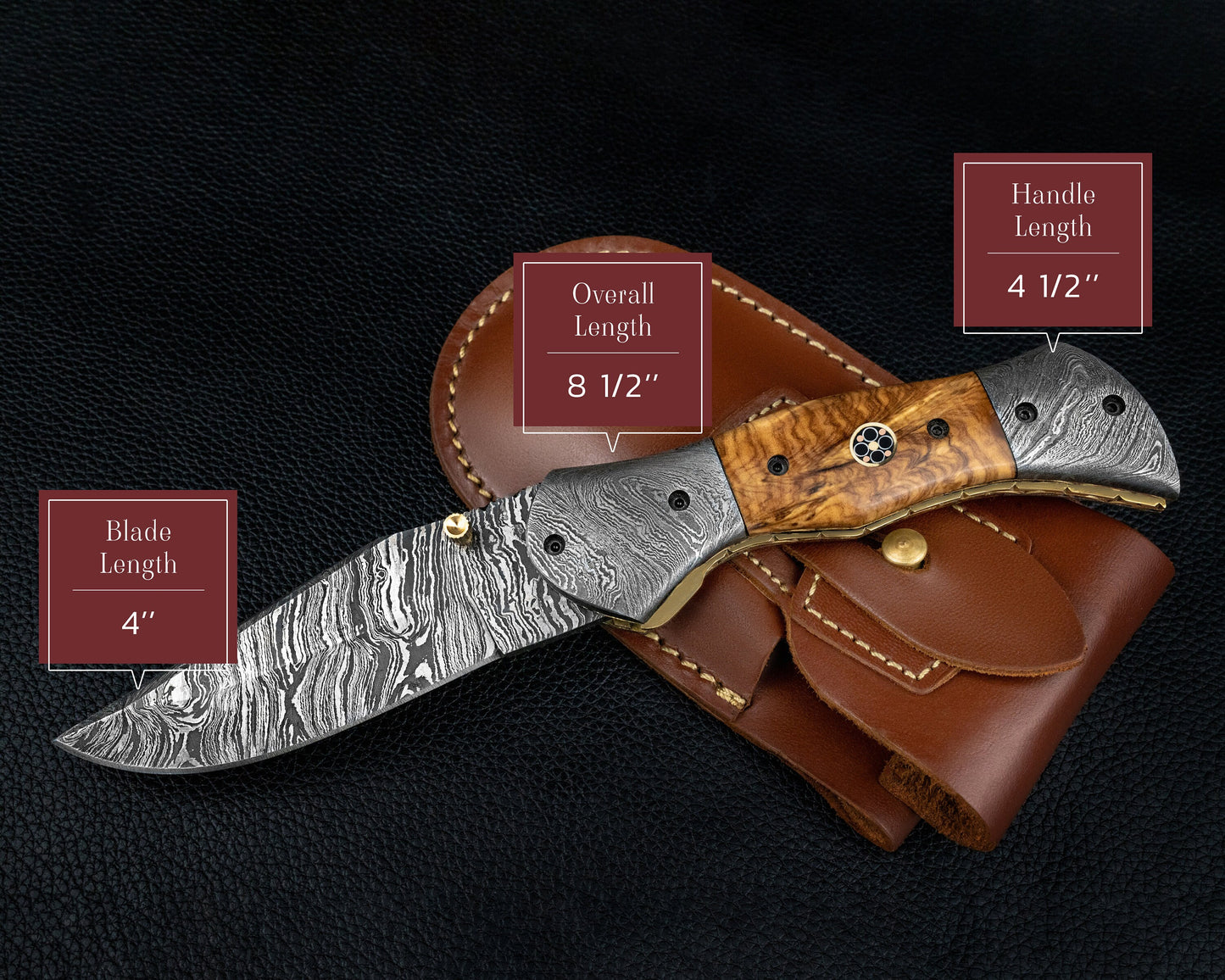 Hand Forged Rose Wood Handle Damascus Folding Knife, Damascus Pocket Knife, Damascus Steel Hunting knife, Hand Forged Knife Gift for Dad