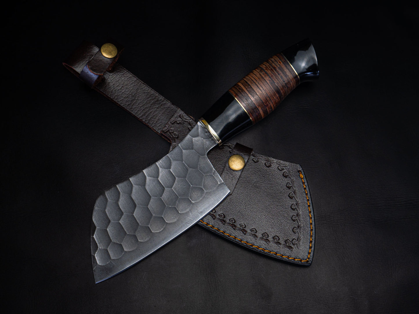 Cooking High Carbon Steel Kitchen Cleaver Butcher Chef Chopper Knife Wood Handle for Outdoor Kitchens BBQ Meat Gift for Dad Anniversary