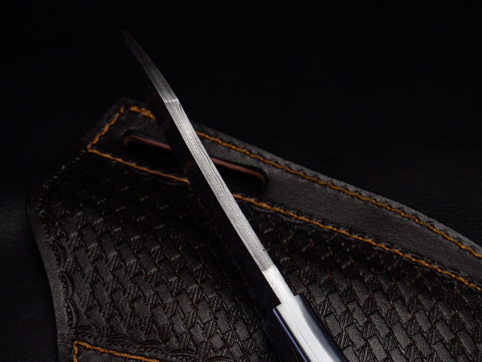 Hunting Damascus Steel Knife, Stag Horn Fixed Blade Full Tang Handmade Engravable Bolsters Gift for Him Groomsmen Gift Free Leather Sheath