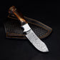 Hunting Damascus Steel Knife, Stag Horn Fixed Blade Full Tang Handmade Engravable Bolsters Gift for Him Groomsmen Gift Free Leather Sheath