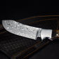 Hunting Damascus Steel Knife, Stag Horn Fixed Blade Full Tang Handmade Engravable Bolsters Gift for Him Groomsmen Gift Free Leather Sheath