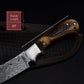 Hunting Damascus Steel Knife, Stag Horn Fixed Blade Full Tang Handmade Engravable Bolsters Gift for Him Groomsmen Gift Free Leather Sheath