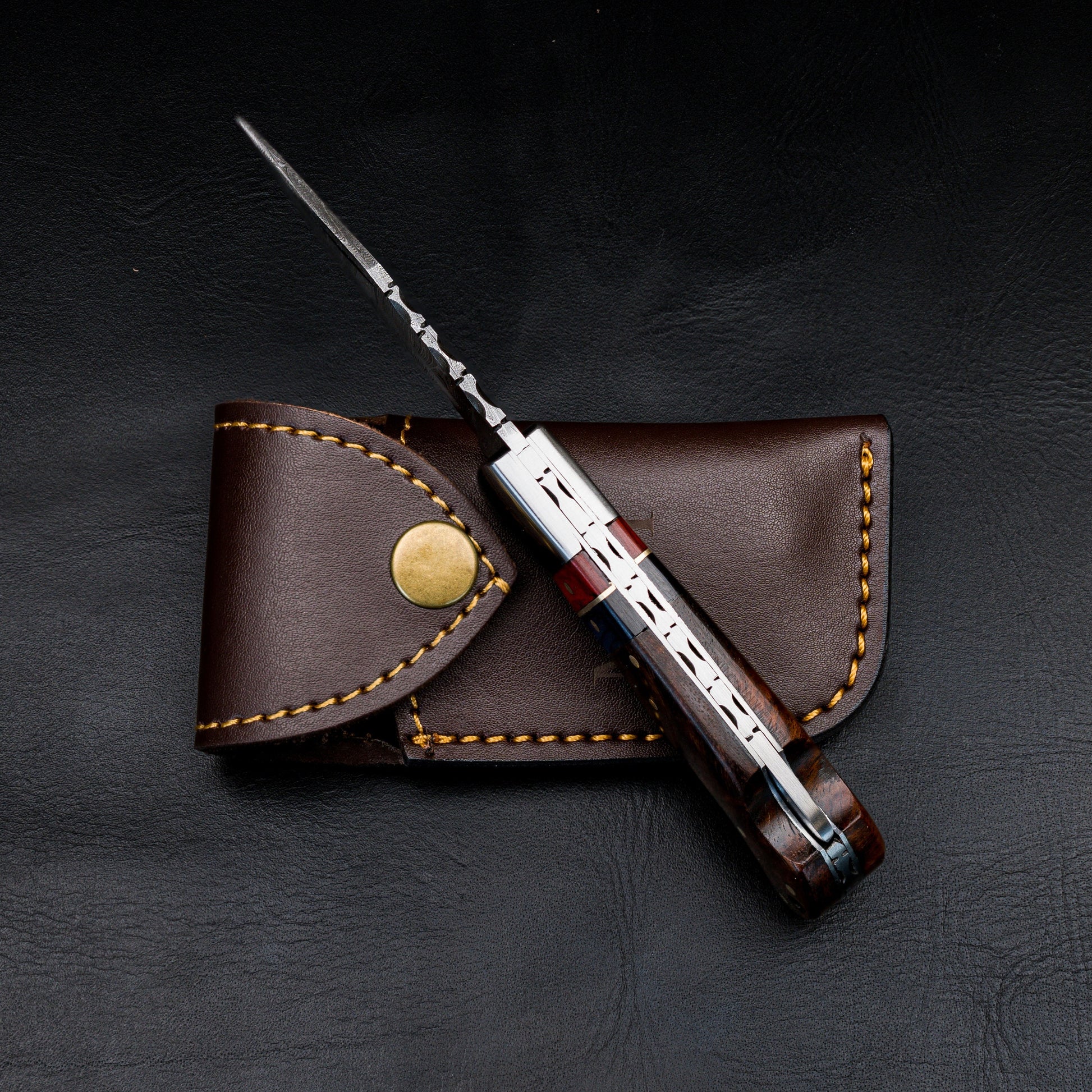 Groomsmen Gifts Damascus Pocket Knife 6.5" Folding Blade Custom Personalized Knives Hunting Men Anniversary Wedding Gift for Him