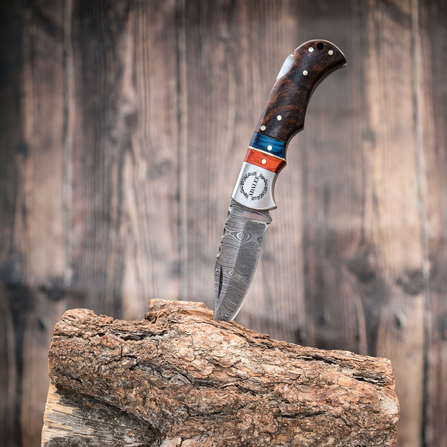 Groomsmen Gifts Damascus Pocket Knife 6.5" Folding Blade Custom Personalized Knives Hunting Men Anniversary Wedding Gift for Him