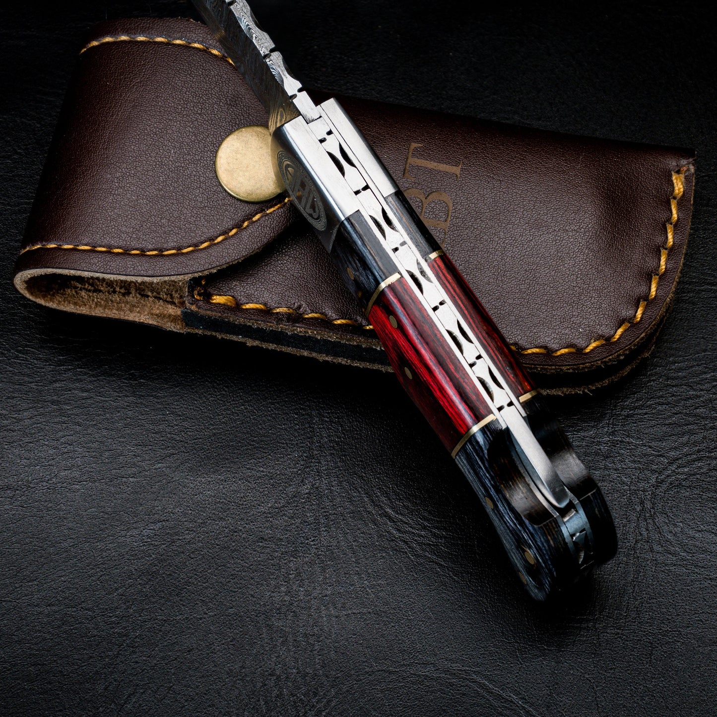 Handmade Damascus Pocket Knife Wood Handle Birthday Gift Folding Knife Groomsmen Gift Anniversary Wedding Personalized Gift for Men Women