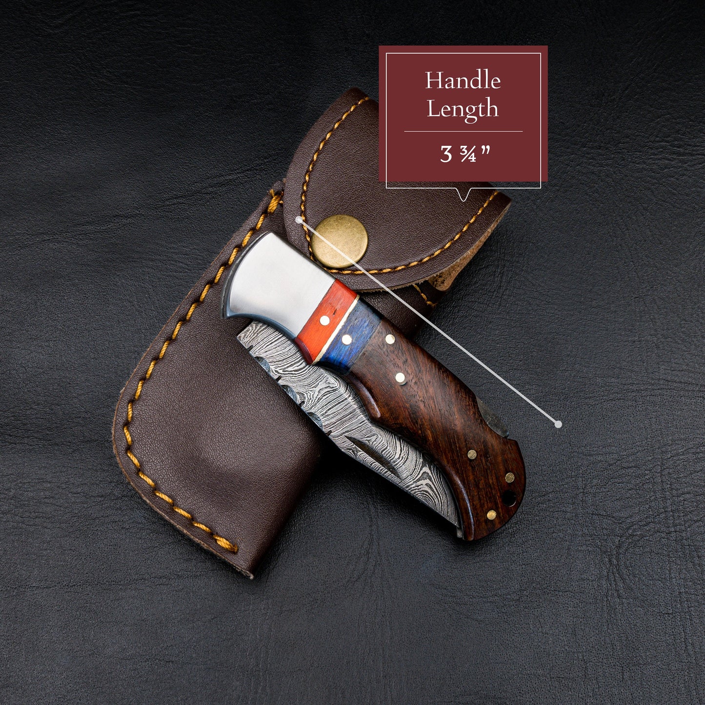 Groomsmen Gifts Damascus Pocket Knife 6.5" Folding Blade Custom Personalized Knives Hunting Men Anniversary Wedding Gift for Him