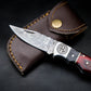 Handmade Damascus Pocket Knife Wood Handle Birthday Gift Folding Knife Groomsmen Gift Anniversary Wedding Personalized Gift for Men Women