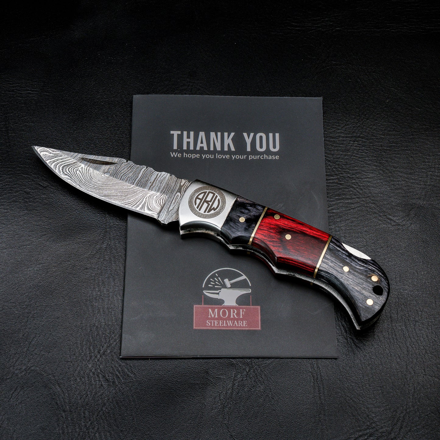 Handmade Damascus Pocket Knife Wood Handle Birthday Gift Folding Knife Groomsmen Gift Anniversary Wedding Personalized Gift for Men Women