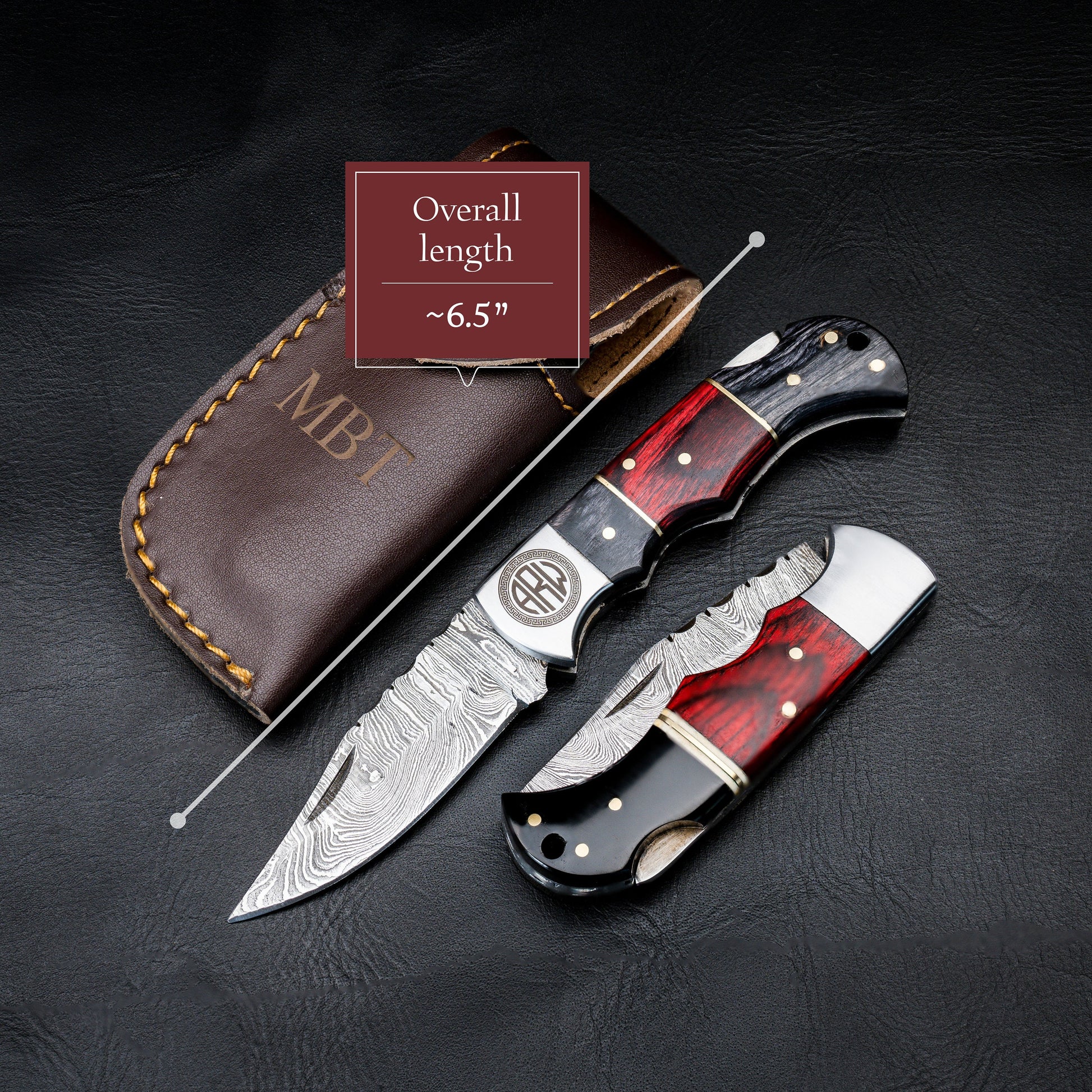 Handmade Damascus Pocket Knife Wood Handle Birthday Gift Folding Knife Groomsmen Gift Anniversary Wedding Personalized Gift for Men Women