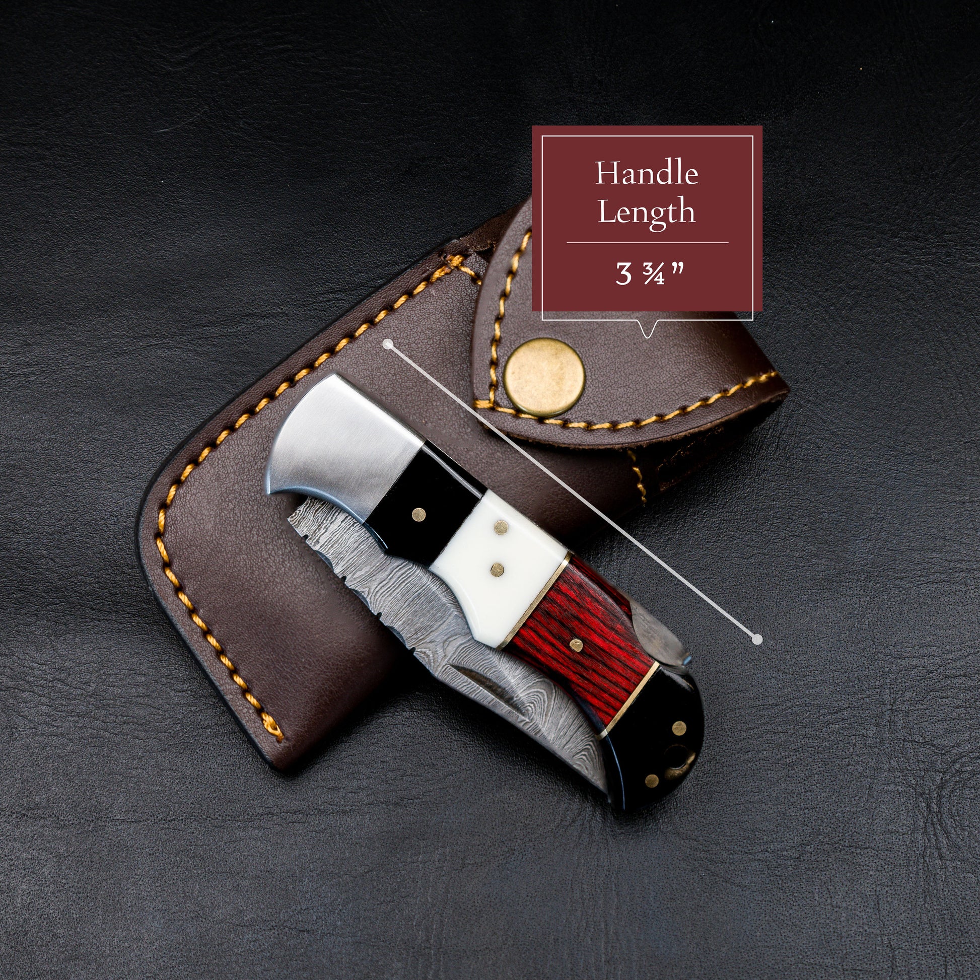 Damascus Pocket Knife - 6.5 Authentic Folding Damascus Blade Groomsmen Gift for Men Personalized Custom Made Camping Knife Gift Idea for Him