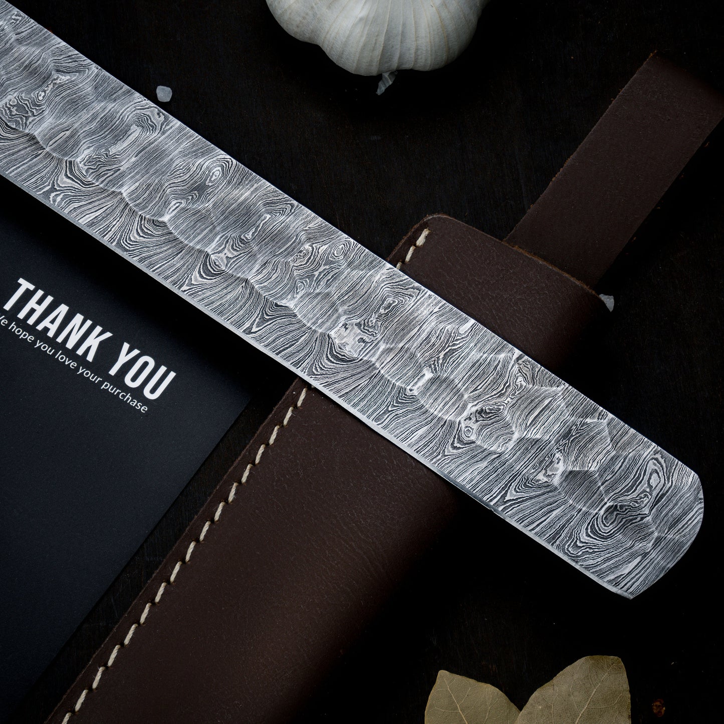 17" Long Damascus Steel Bread Slicer Cutting Blade Knife Outdoor/Indoor Kitchen BBQ Cooking Knife for Chef, Engravable Gift for Her/Him