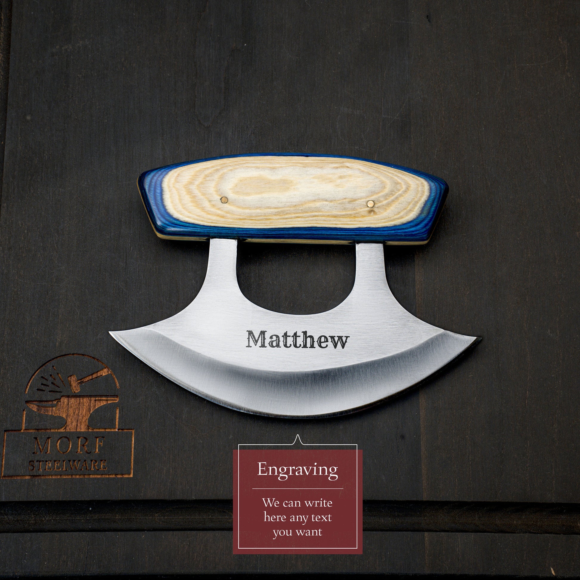 Ulu Knife/Pizza Cutter High Carbon Steel Knife Indoor/Outdoor Camping Kitchen Cutlery Custom Blade for Chef Handmade Gift for Him/Her