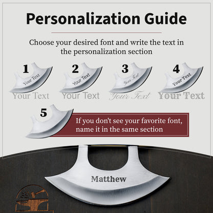 Ulu Knife/Pizza Cutter High Carbon Steel Knife Indoor/Outdoor Camping Kitchen Cutlery Custom Blade for Chef Handmade Gift for Him/Her