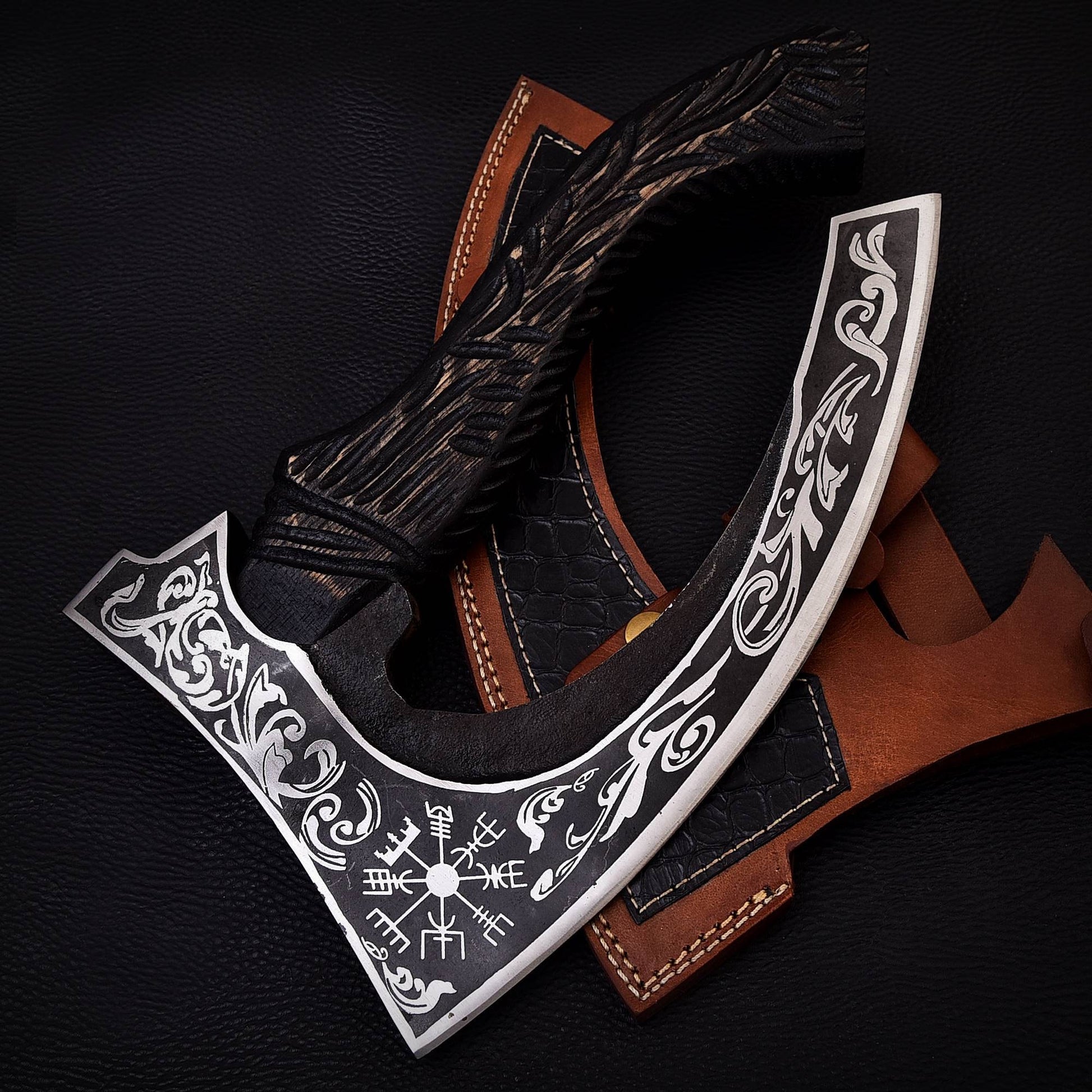 Pizza Cutter Axe Unique Viking Style Black Wood Handle for Camping or Kitchen, Pizza Chef Gift, Gift for Him, Gift for Her, Anniversary Gift