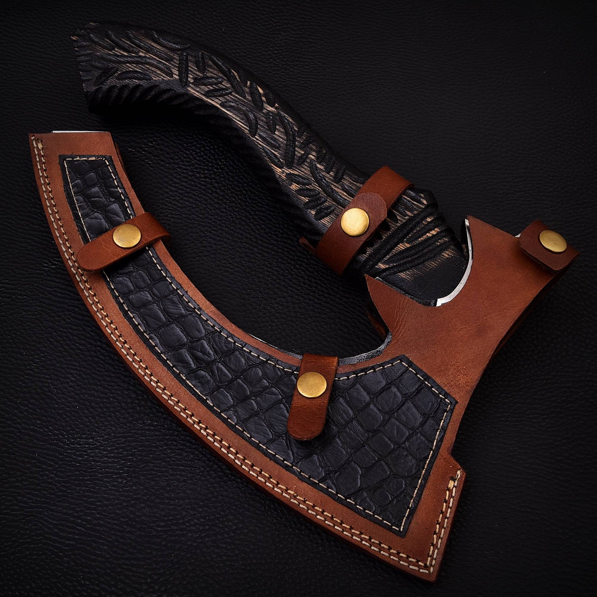 Pizza Cutter Axe Unique Viking Style Black Wood Handle for Camping or Kitchen, Pizza Chef Gift, Gift for Him, Gift for Her, Anniversary Gift