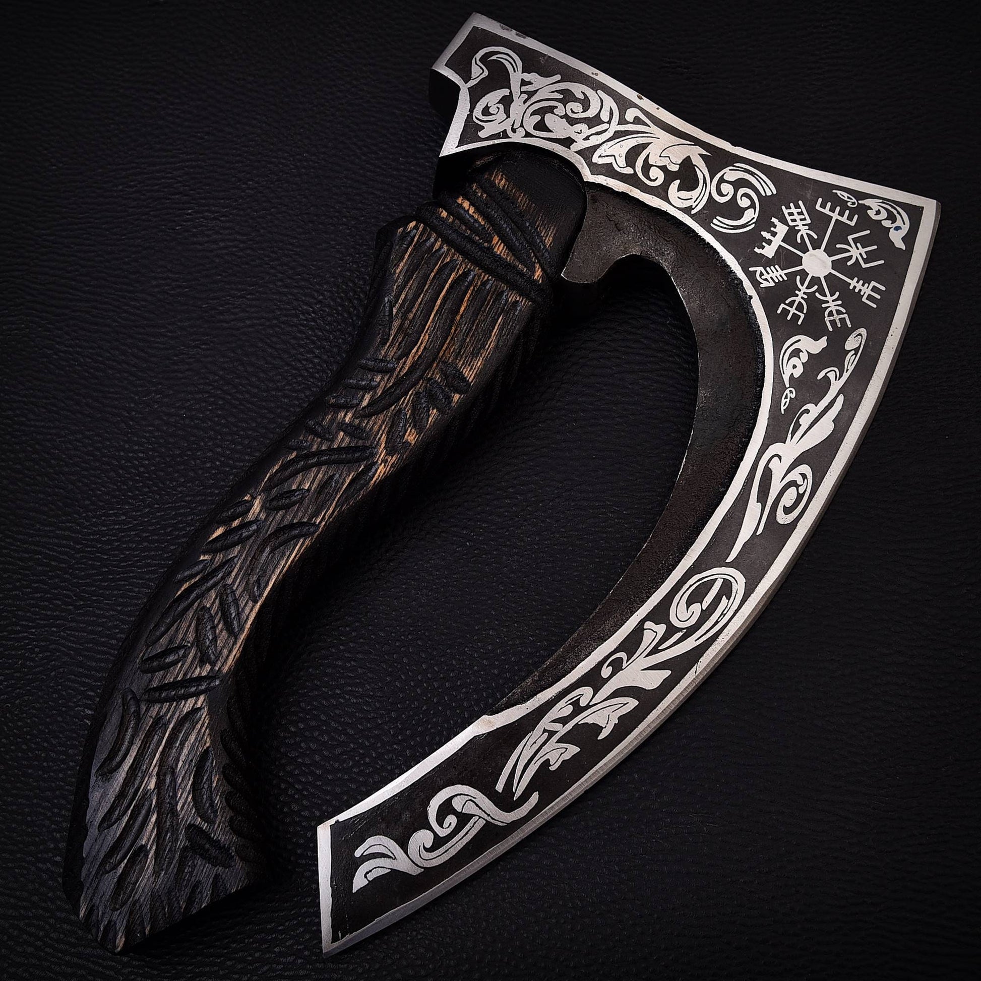 Pizza Cutter Axe Unique Viking Style Black Wood Handle for Camping or Kitchen, Pizza Chef Gift, Gift for Him, Gift for Her, Anniversary Gift