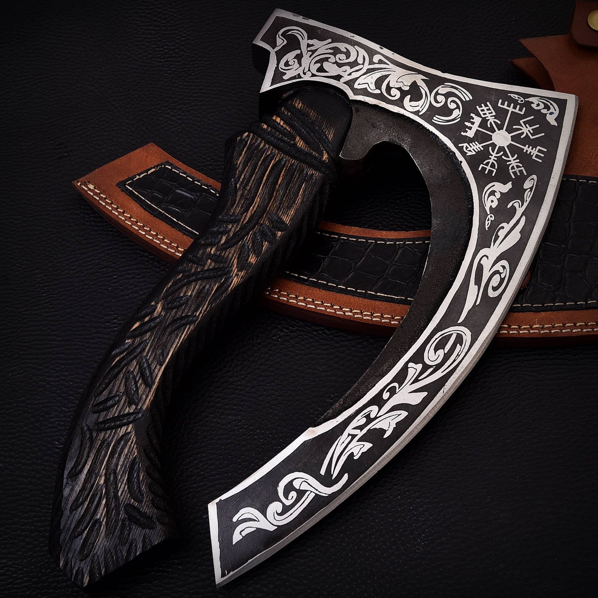 Pizza Cutter Axe Unique Viking Style Black Wood Handle for Camping or Kitchen, Pizza Chef Gift, Gift for Him, Gift for Her, Anniversary Gift