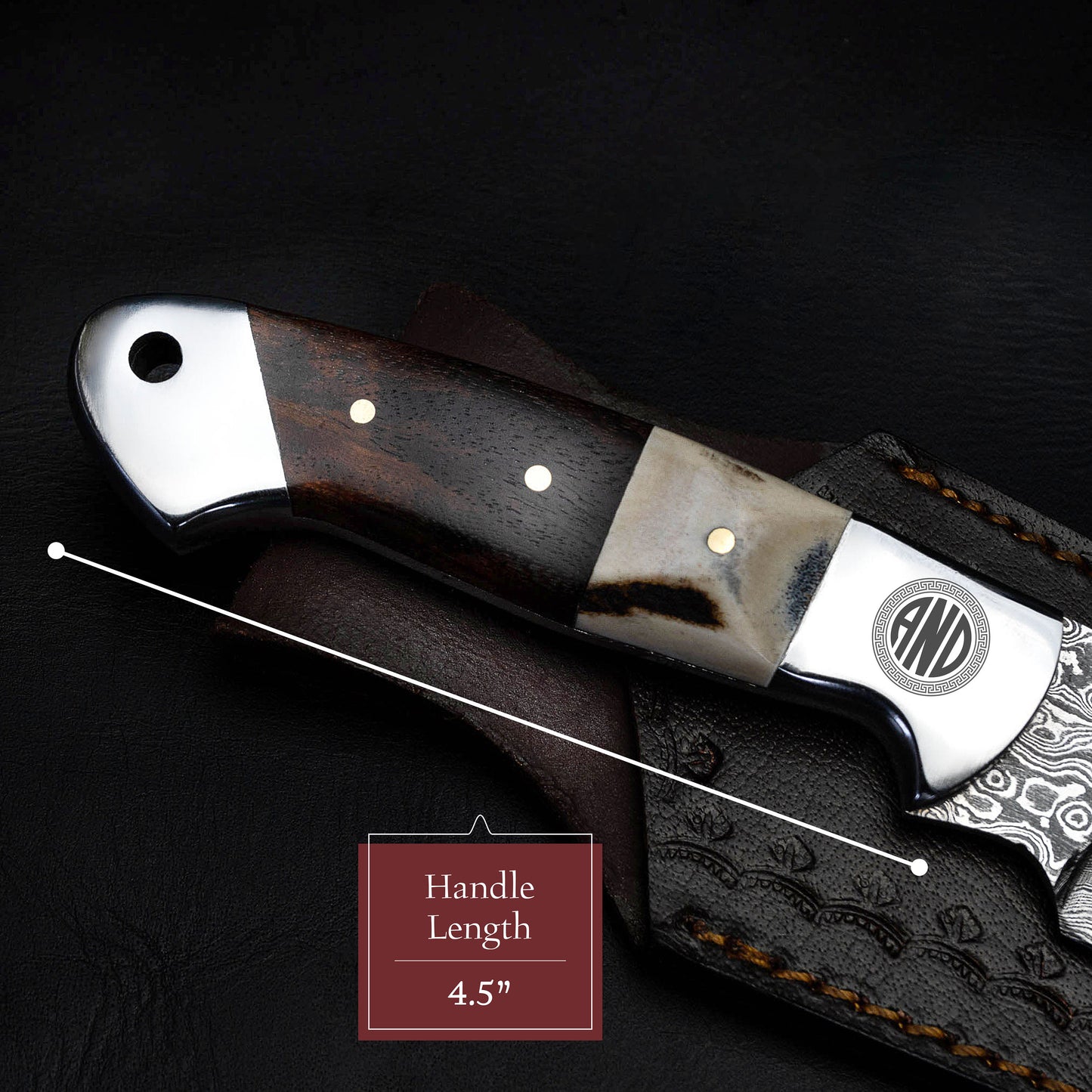 Gut Hook Bone Wood Handle Fixed Blade Full Tang Hunting/Camping Knife - Authentic Damascus 8.5" Knife by morfsteelware Gift for Him, Dad