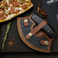 High Carbon Steel Ulu Knife for Indoor/Outdoor Kitchen or Camping Cutlery Brown African Wood Pizza Cutting Slicer by MorfSteelware