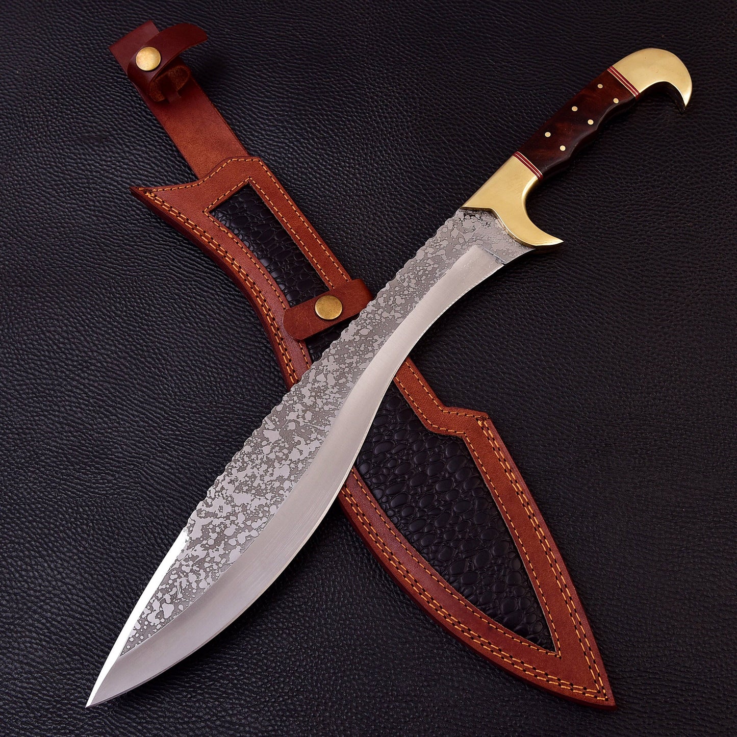 19" Kopis Sword - High Carbon Steel Knife Ancient Greek Forward-Curving Fixed Blade Massive Hunting Knife Handmade Knife Gift For Him