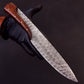 12" Ridged Unique Handle Damascus Steel Bowie Knife - Hunting or Camping Fixed Blade Full-Tang Drop Point Handmade Bowie Gift for Him