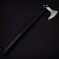 Personalized 22" Premium Carbon Steel Black Wood Viking Axe Leather Wrapped Handle - Perfect Gift for Him or Camper, Free Leather Sheath