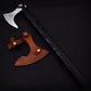 Personalized 22" Premium Carbon Steel Black Wood Viking Axe Leather Wrapped Handle - Perfect Gift for Him or Camper, Free Leather Sheath
