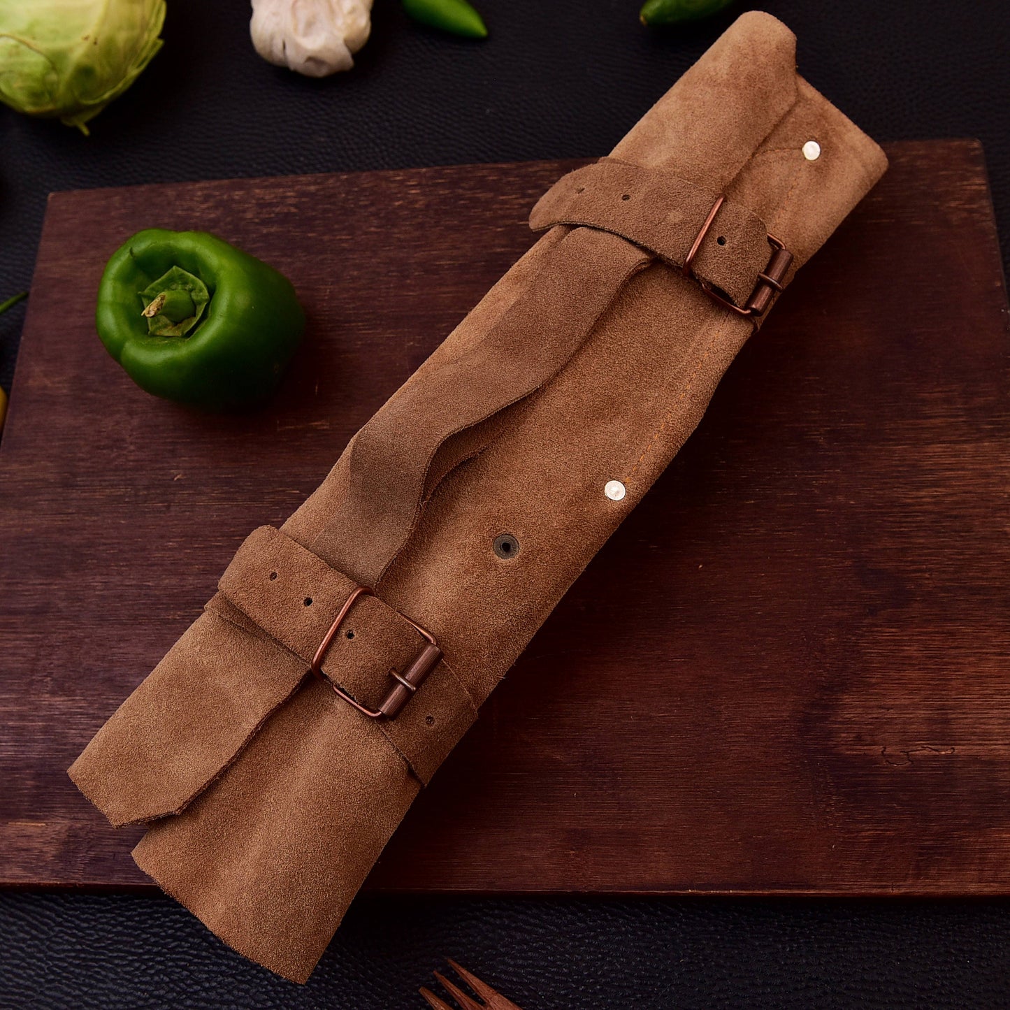 Damascus Steel 5pc Cooking Knife Set - BBQ Indoor/Outdoor Kitchen Knives, Chef Santoku Utility Knife, Handmade Camping Damascus Blade