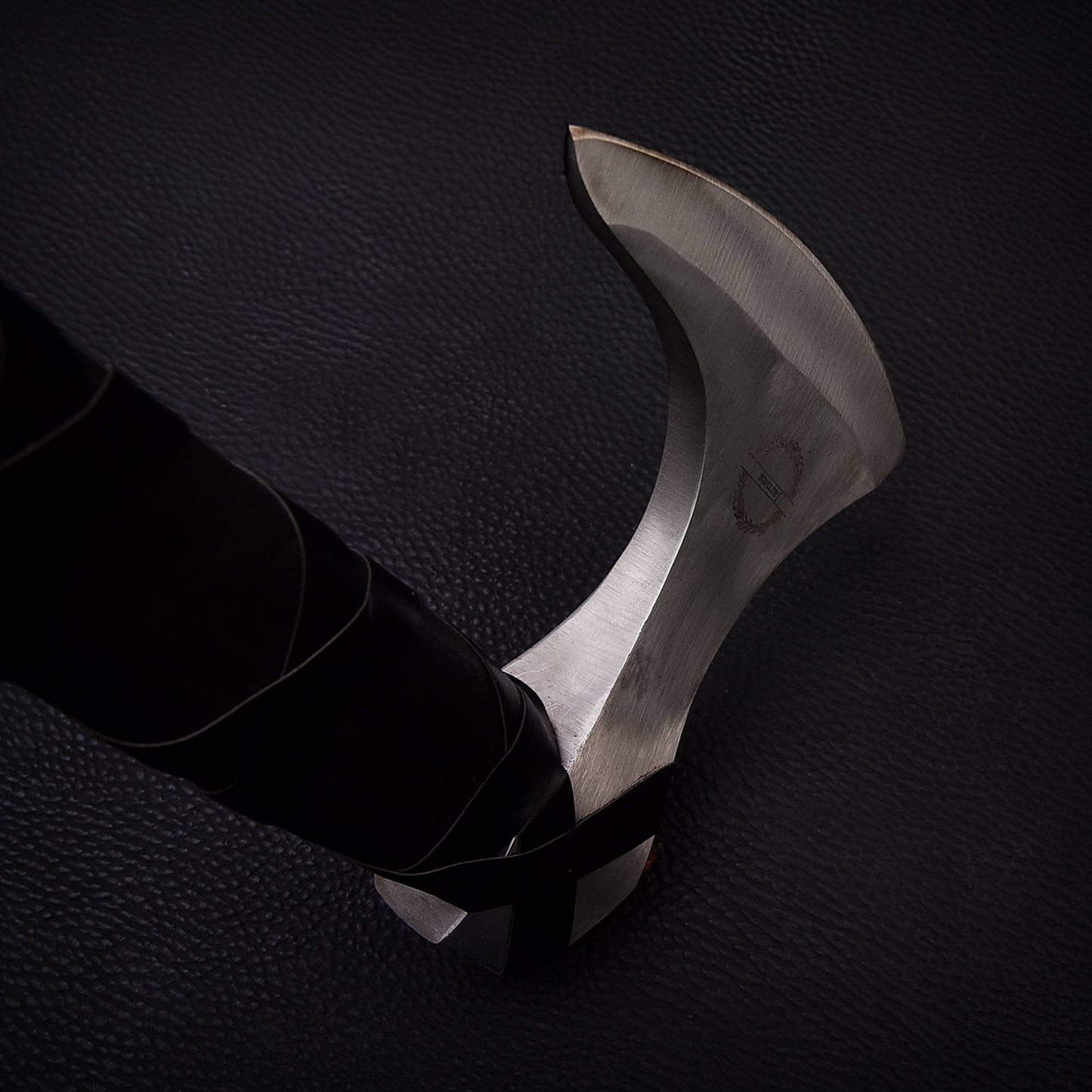 Personalized 22" Premium Carbon Steel Black Wood Viking Axe Leather Wrapped Handle - Perfect Gift for Him or Camper, Free Leather Sheath