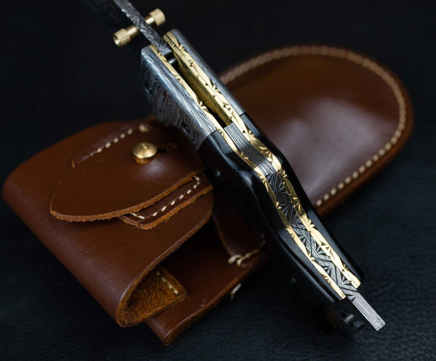 7.5'' Hand Forged Black Horn Handle Damascus Folding Knife, Damascus Pocket Knife, Damascus Steel Hunting knife, Hand Forged Damascus Knife Etsy 