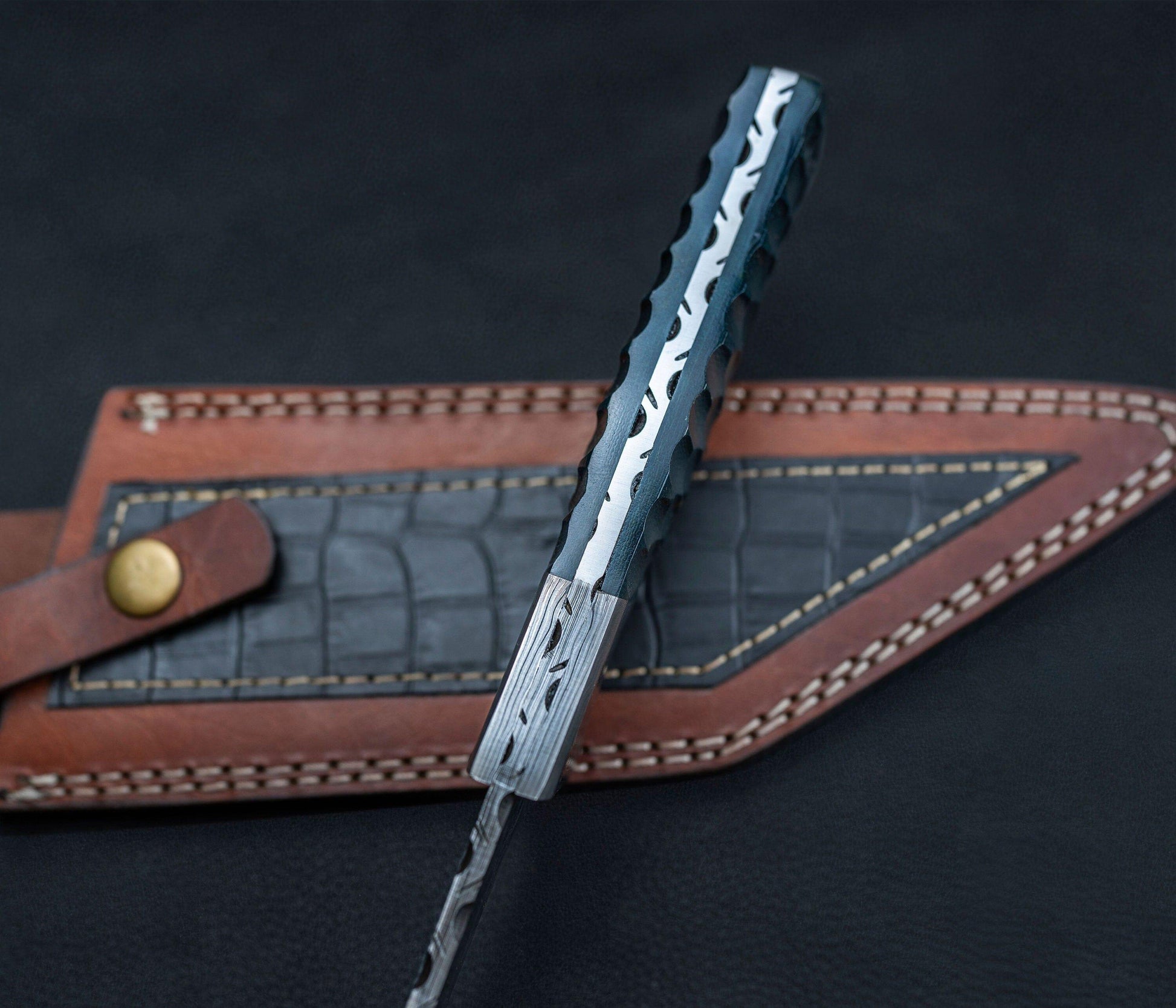 Custom Handmade Damascus Tool Steel High Polish Crocodile Dundee Bowie knife Rambo knife handmade knife fathers day gift with leather cover Etsy 