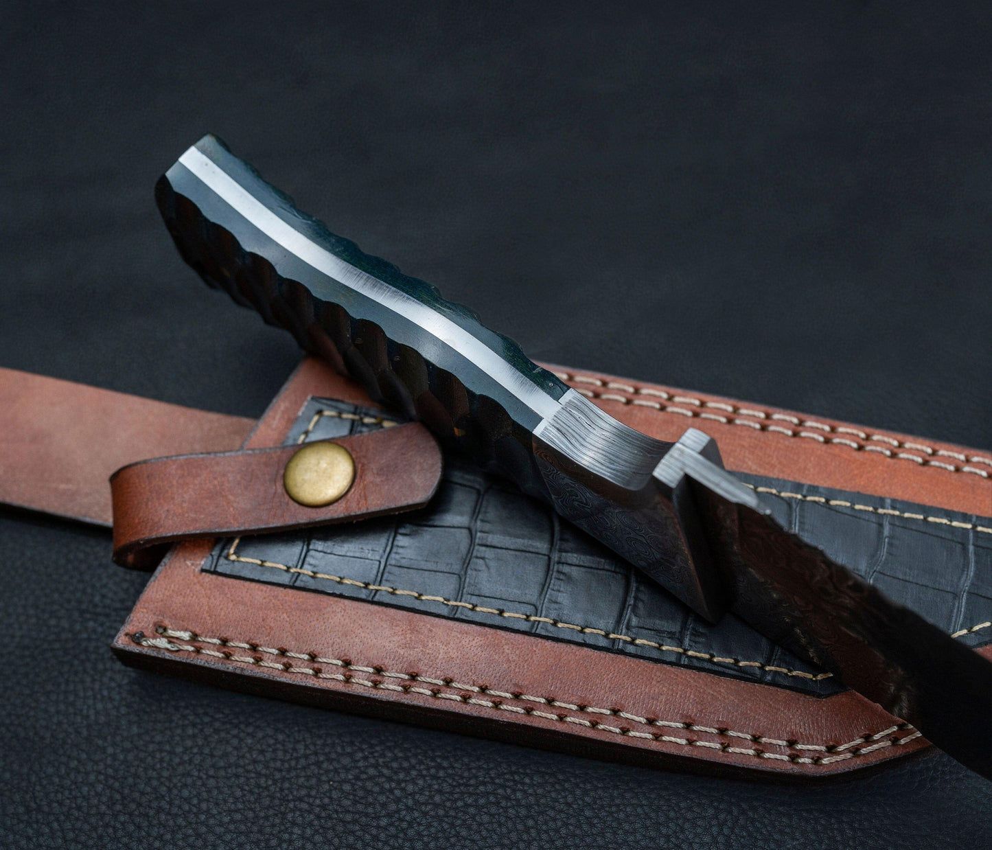 Custom Handmade Damascus Tool Steel High Polish Crocodile Dundee Bowie knife Rambo knife handmade knife fathers day gift with leather cover Etsy 