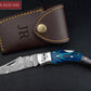 Damascus Pocket Folding Knife, Pocket Knife For Men - 7" Groomsmen gifts, Damascus Steel Personalized Customized Knife Blue Pakka Handle Etsy 