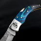 Damascus Pocket Folding Knife, Pocket Knife For Men - 7" Groomsmen gifts, Damascus Steel Personalized Customized Knife Blue Pakka Handle Etsy 