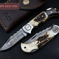 Damascus Pocket Knife, 6.5'' Damascus Folding Knife, Stag Horn and Camel Bone Handle Groomsmen Knife, Groomsmen Gifts, Gift for Husband 2021 Etsy 