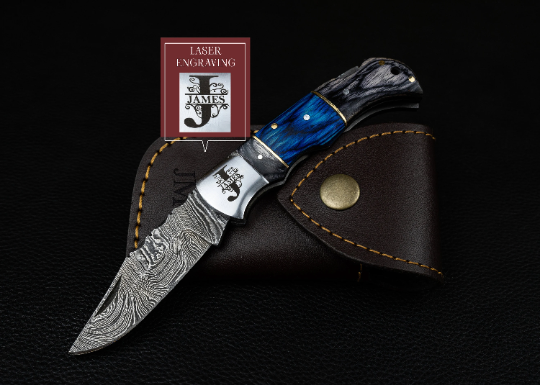 Damascus 6.5" Pocket Folding Knife