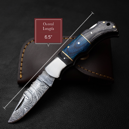 Damascus 6.5" Pocket Folding Knife