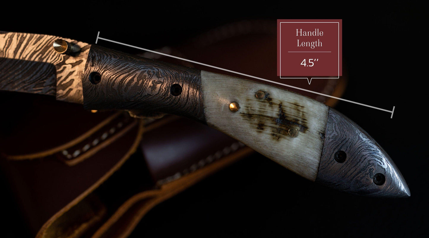 7.75'' Hand Forged Ram Horn Handle Damascus Folding Knife, Damascus Pocket Knife, Damascus Steel Hunting knife, Hand Forged Damascus Knife Etsy 