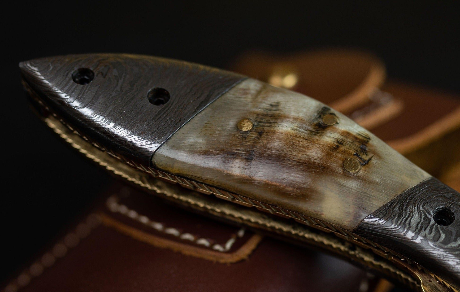 7.75'' Hand Forged Ram Horn Handle Damascus Folding Knife, Damascus Pocket Knife, Damascus Steel Hunting knife, Hand Forged Damascus Knife Etsy 